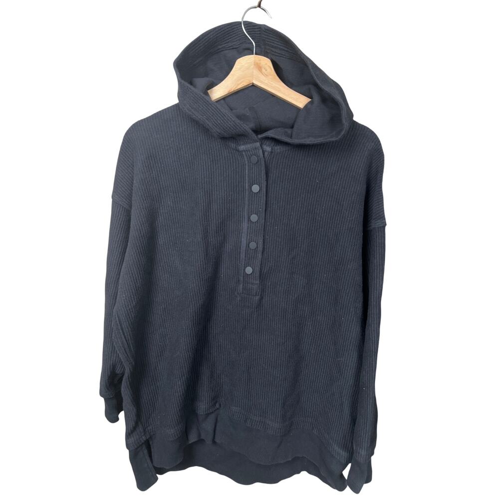 Aerie Small 100% Cotton Black Ribbed Hoodie Women's